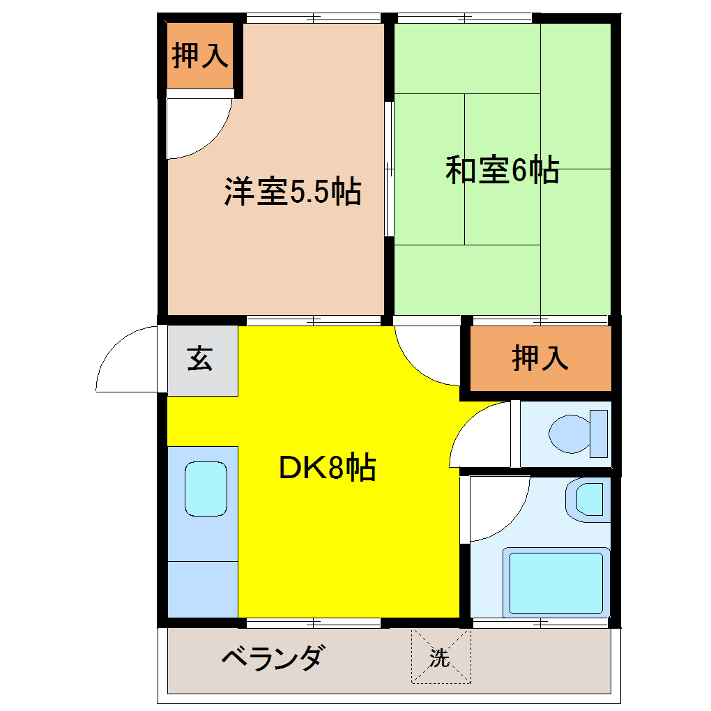 矢峰アパート　6号室　2DK