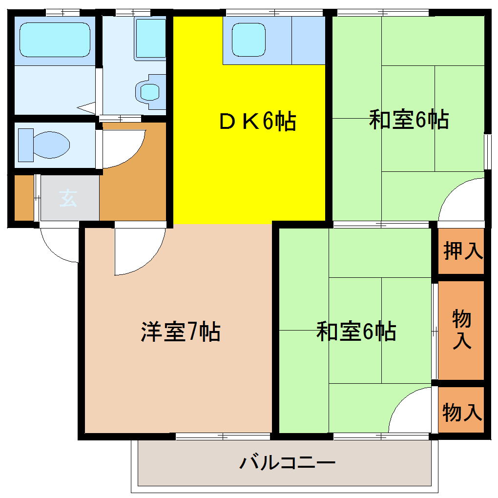 セジュール赤崎 A棟202 3DK