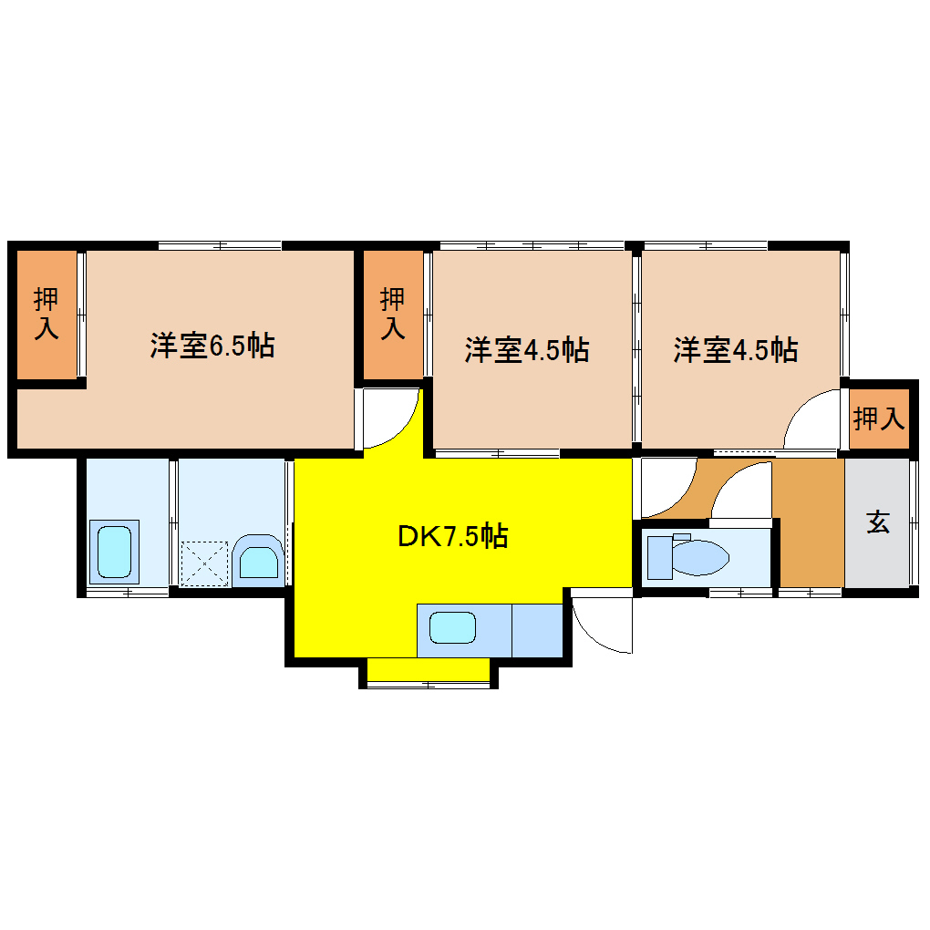 宮崎貸家(上) 3DK