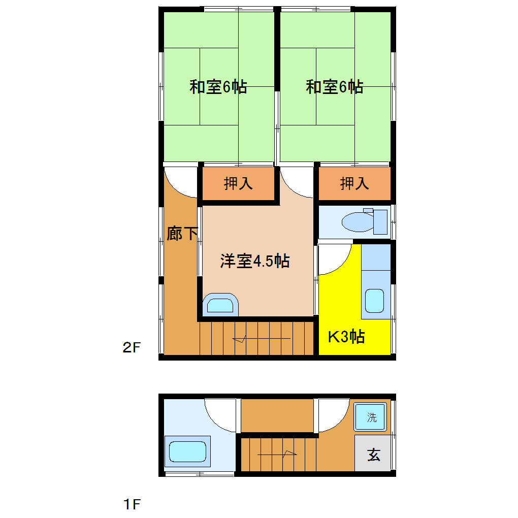 南部貸家 2F号室 3K